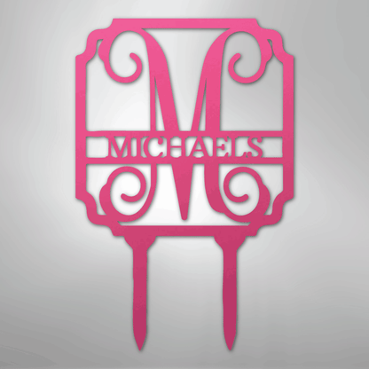 Custom Metal Yard Art - Personalized Garden Stake Pink