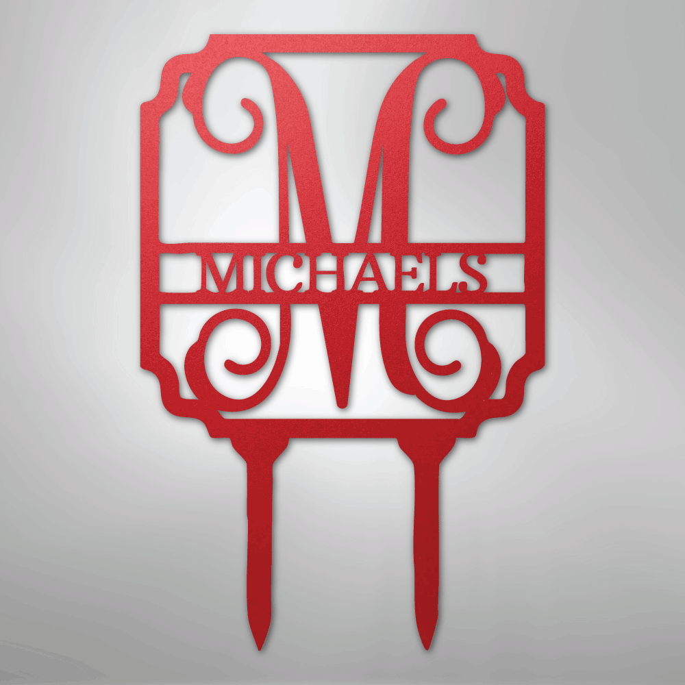 Custom Metal Yard Art - Personalized Garden Stake Red