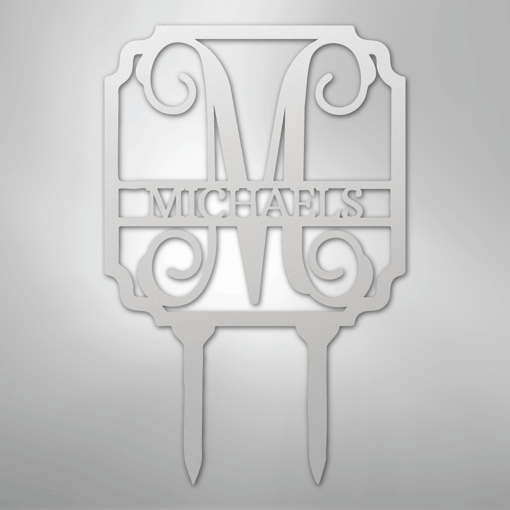Custom Metal Yard Art - Personalized Garden Stake White