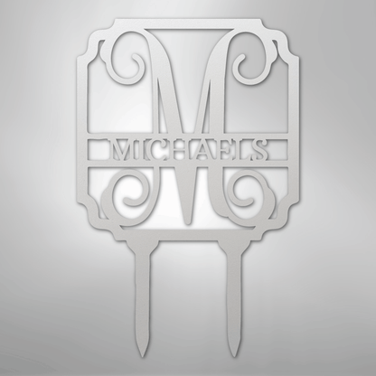 Custom Metal Yard Art - Personalized Garden Stake White