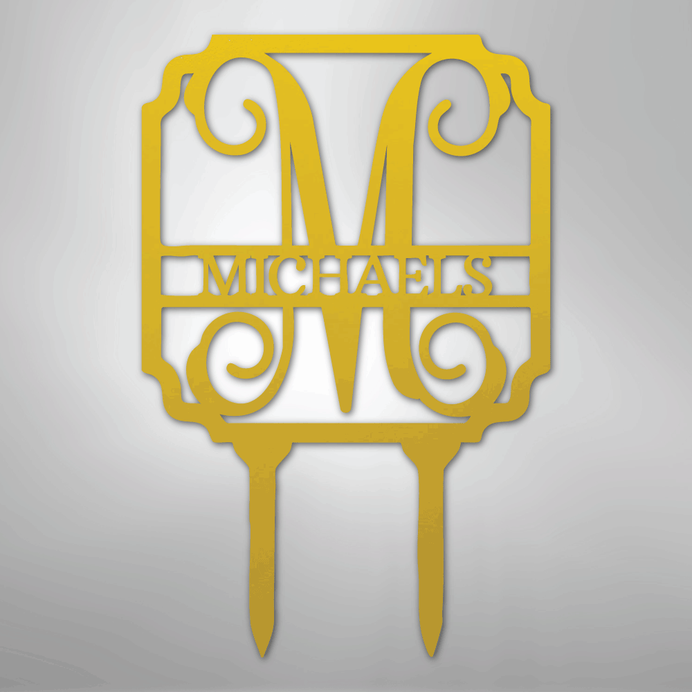 Custom Metal Yard Art - Personalized Garden Stake Yellow