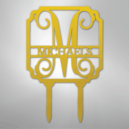 Custom Metal Yard Art - Personalized Garden Stake Yellow