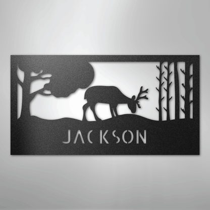 Custom Metal Wall Art - Deer Silhouette Monogram Sign