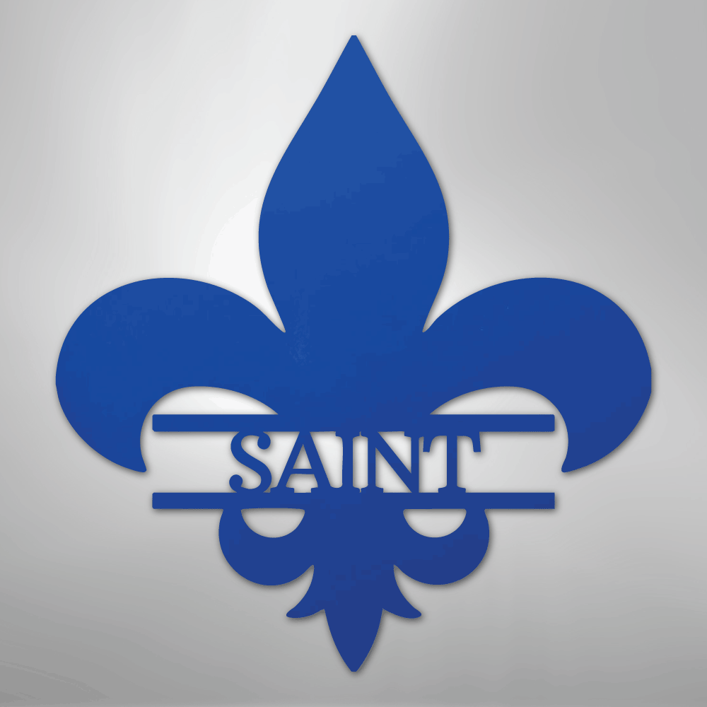 Custom Metal Wall Art - Personalized Fleur De Lis Monogram Plaque Blue