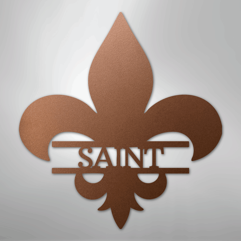 Custom Metal Wall Art - Personalized Fleur De Lis Monogram Plaque Copper
