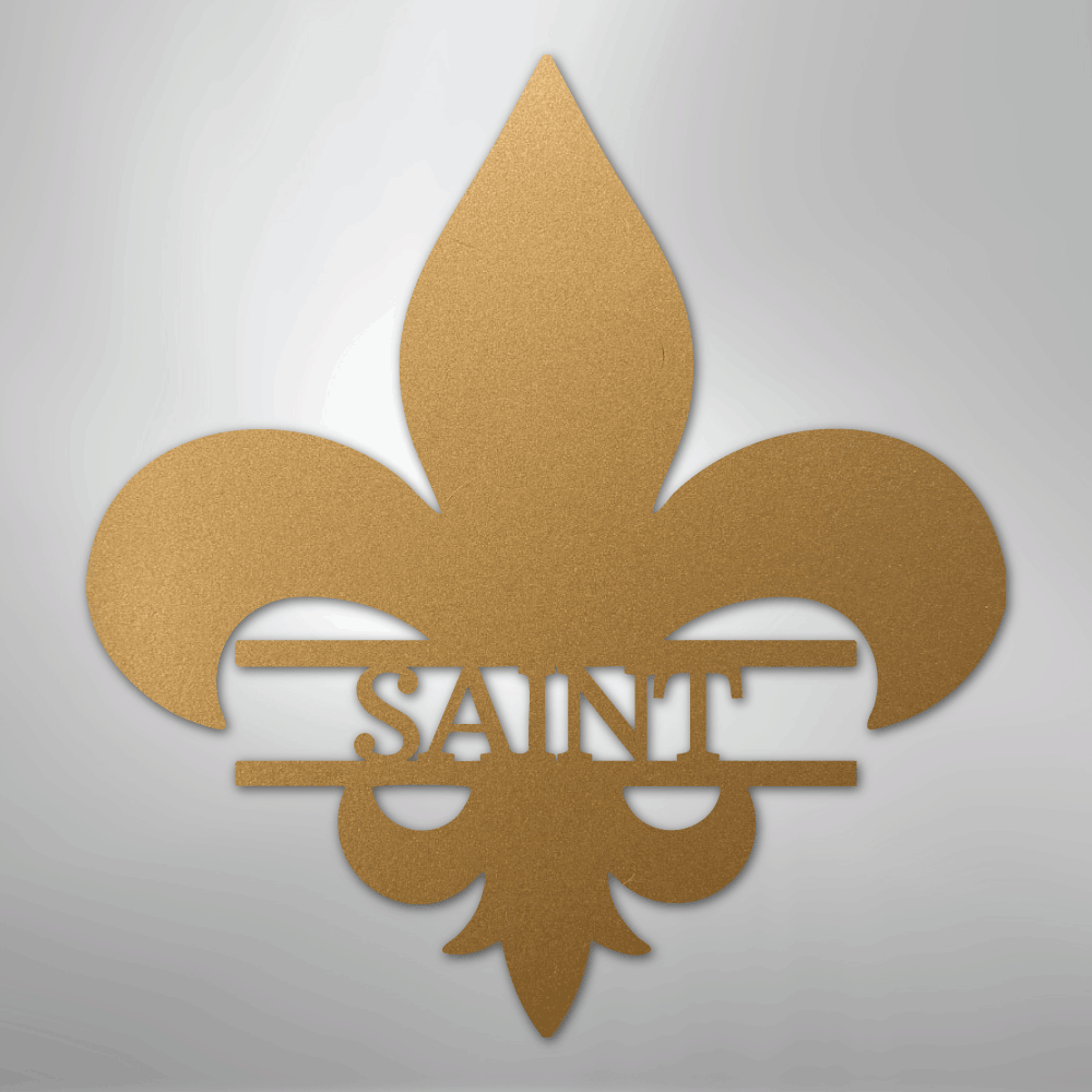 Custom Metal Wall Art - Personalized Fleur De Lis Monogram Plaque Gold