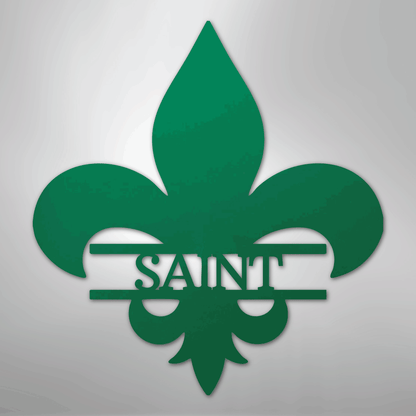 Custom Metal Wall Art - Personalized Fleur De Lis Monogram Plaque Green