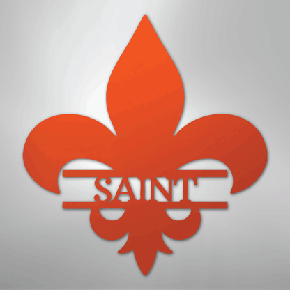 Custom Metal Wall Art - Personalized Fleur De Lis Monogram Plaque Orange