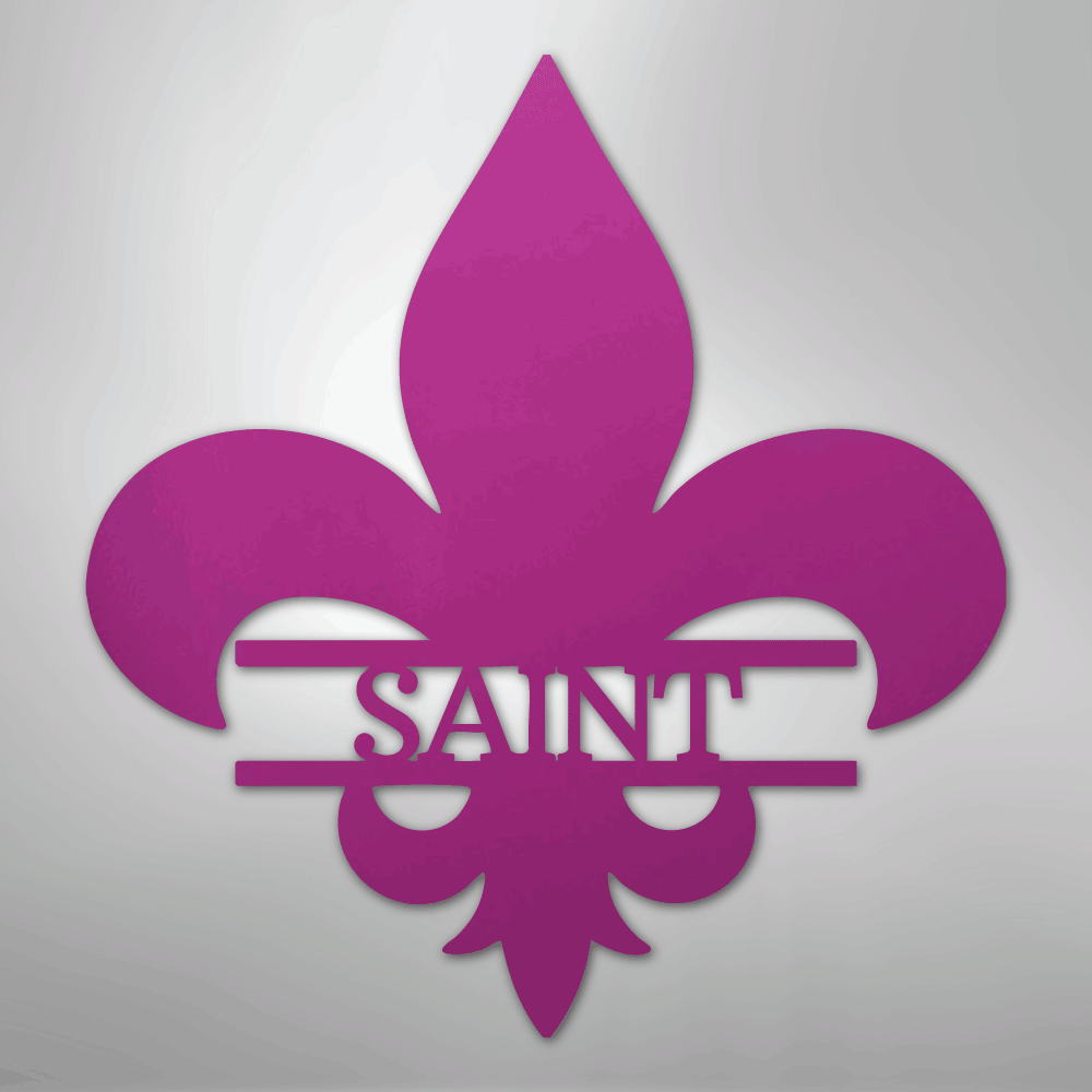 Custom Metal Wall Art - Personalized Fleur De Lis Monogram Plaque Purple