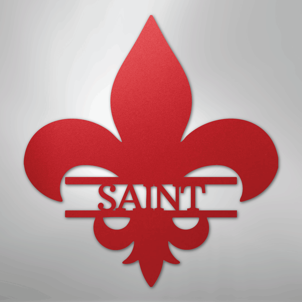 Custom Metal Wall Art - Personalized Fleur De Lis Monogram Plaque Red