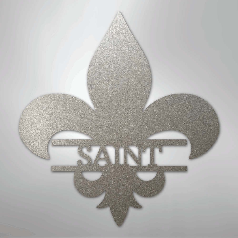 Custom Metal Wall Art - Personalized Fleur De Lis Monogram Plaque Silver