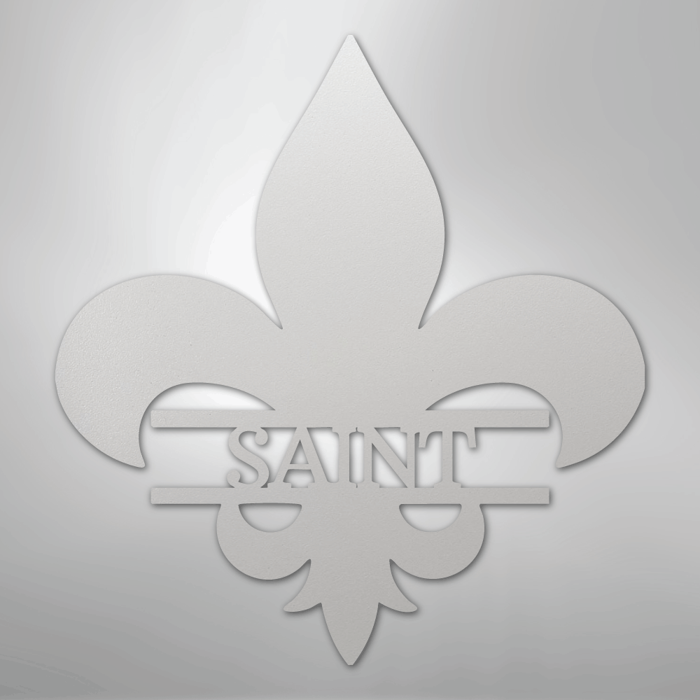 Custom Metal Wall Art - Personalized Fleur De Lis Monogram Plaque White