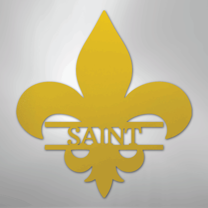 Custom Metal Wall Art - Personalized Fleur De Lis Monogram Plaque Yellow