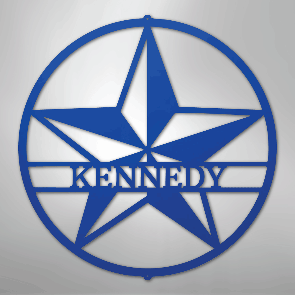 Custom Metal Wall Art - Personalized Lone Star Name Sign Blue