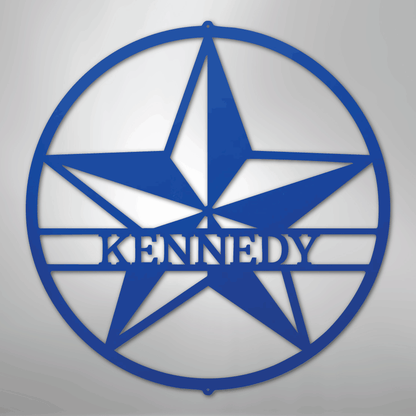 Custom Metal Wall Art - Personalized Lone Star Name Sign Blue