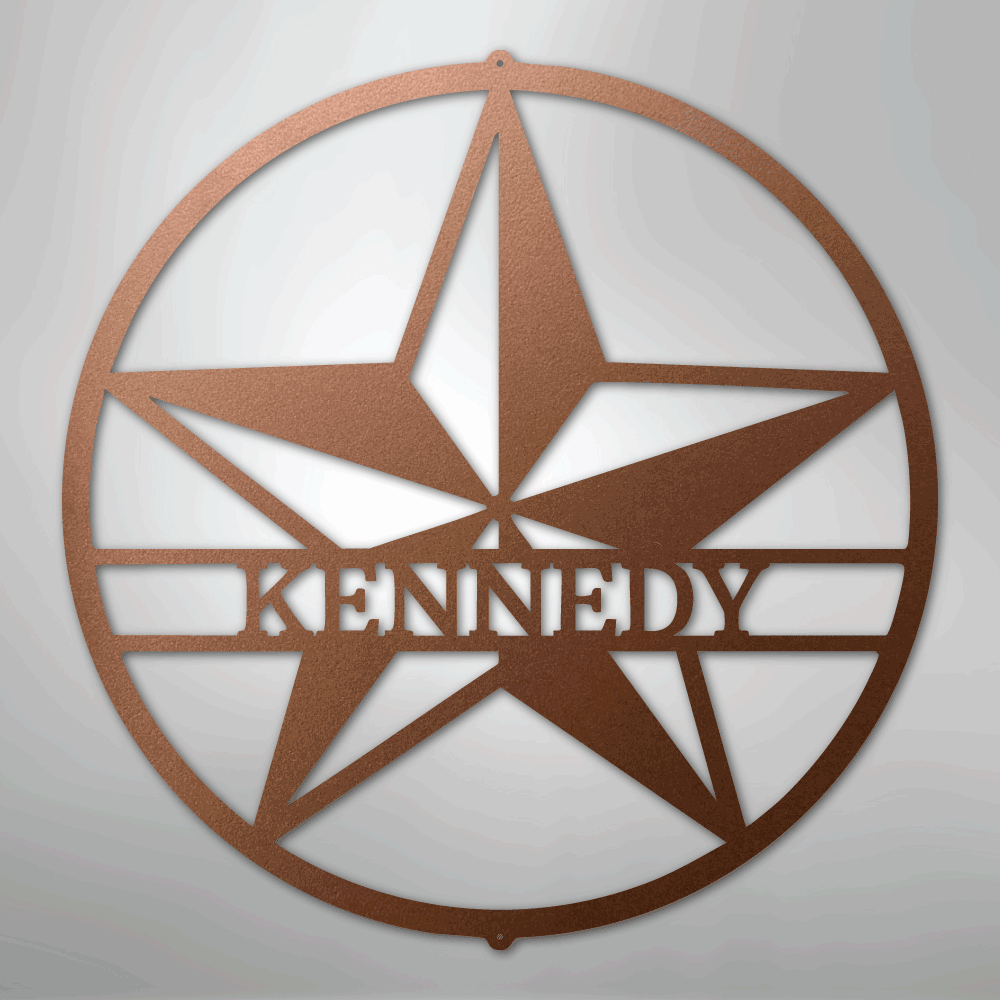 Custom Metal Wall Art - Personalized Lone Star Name Sign Copper
