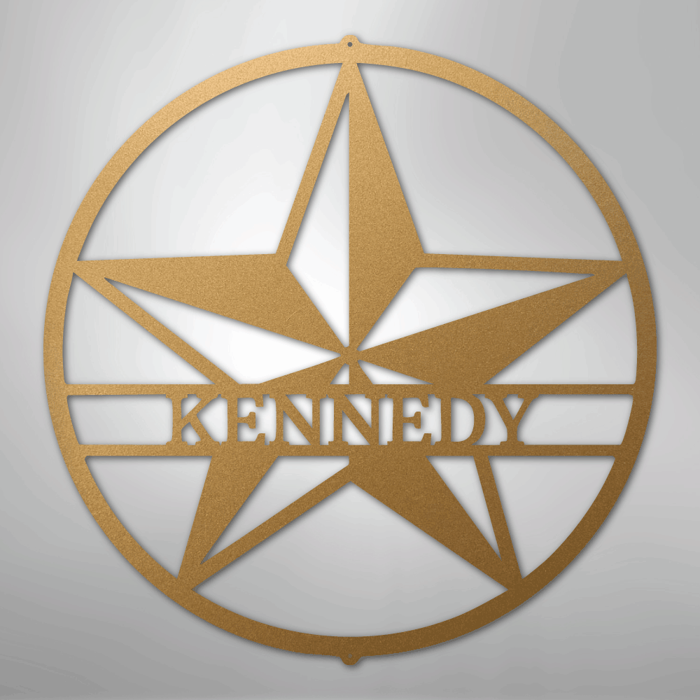 Custom Metal Wall Art - Personalized Lone Star Name Sign Gold