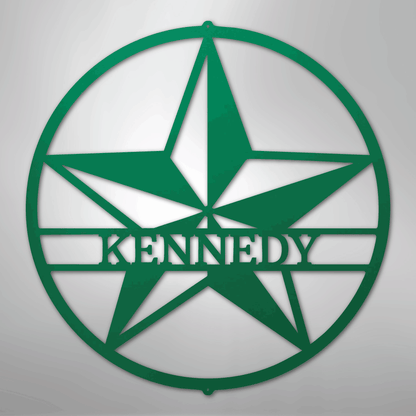 Custom Metal Wall Art - Personalized Lone Star Name Sign Green