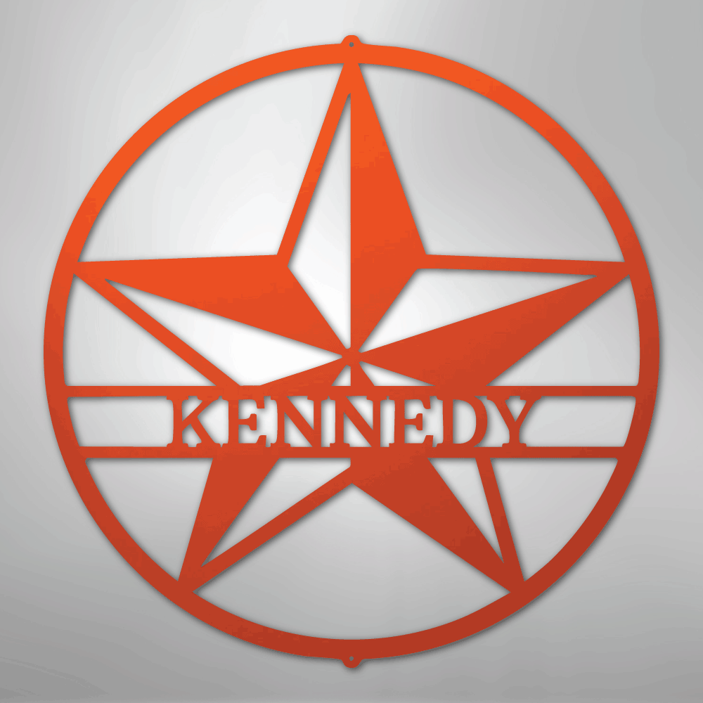 Custom Metal Wall Art - Personalized Lone Star Name Sign Orange
