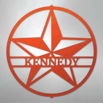 Custom Metal Wall Art - Personalized Lone Star Name Sign Orange