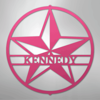 Custom Metal Wall Art - Personalized Lone Star Name Sign Pink