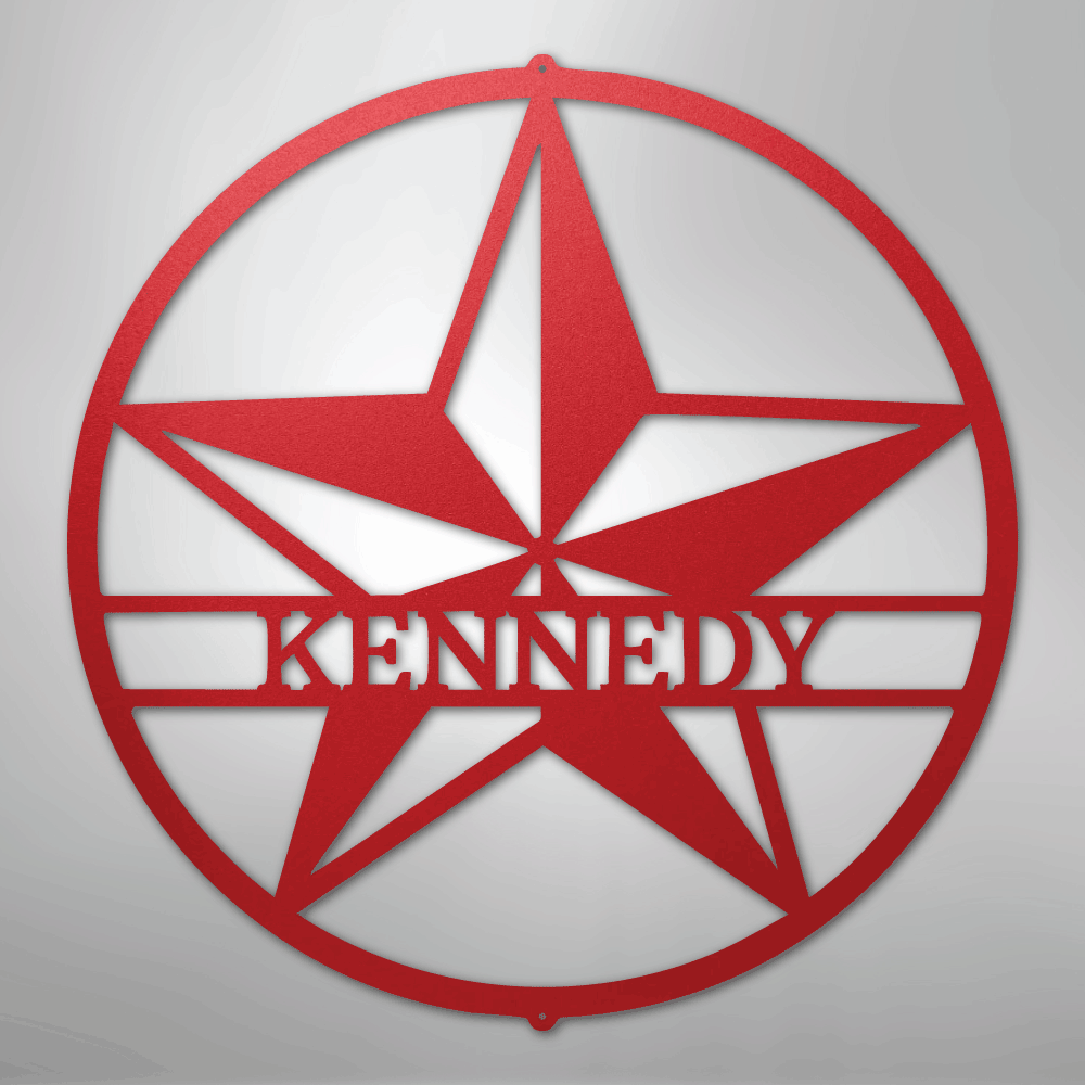 Custom Metal Wall Art - Personalized Lone Star Name Sign Red