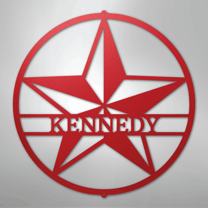 Custom Metal Wall Art - Personalized Lone Star Name Sign Red
