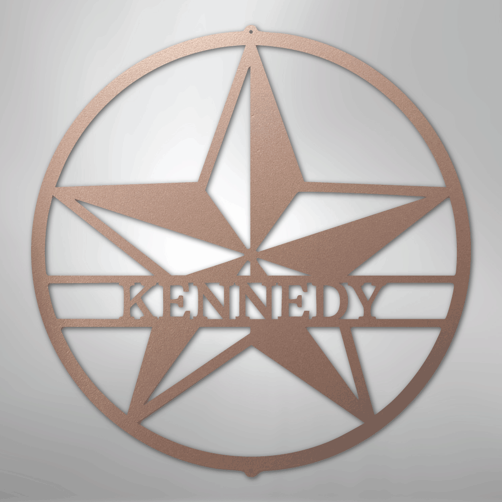 Custom Metal Wall Art - Personalized Lone Star Name Sign Rose