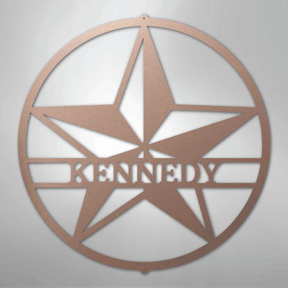 Custom Metal Wall Art - Personalized Lone Star Name Sign Rose