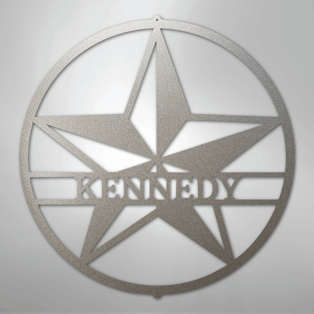Custom Metal Wall Art - Personalized Lone Star Name Sign Silver