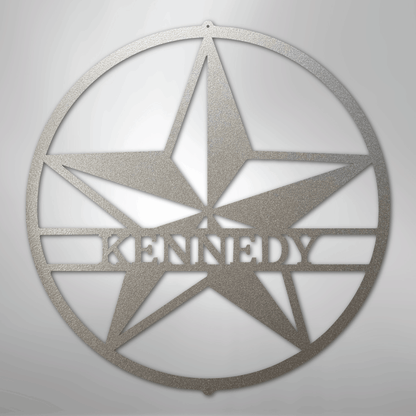 Custom Metal Wall Art - Personalized Lone Star Name Sign Silver