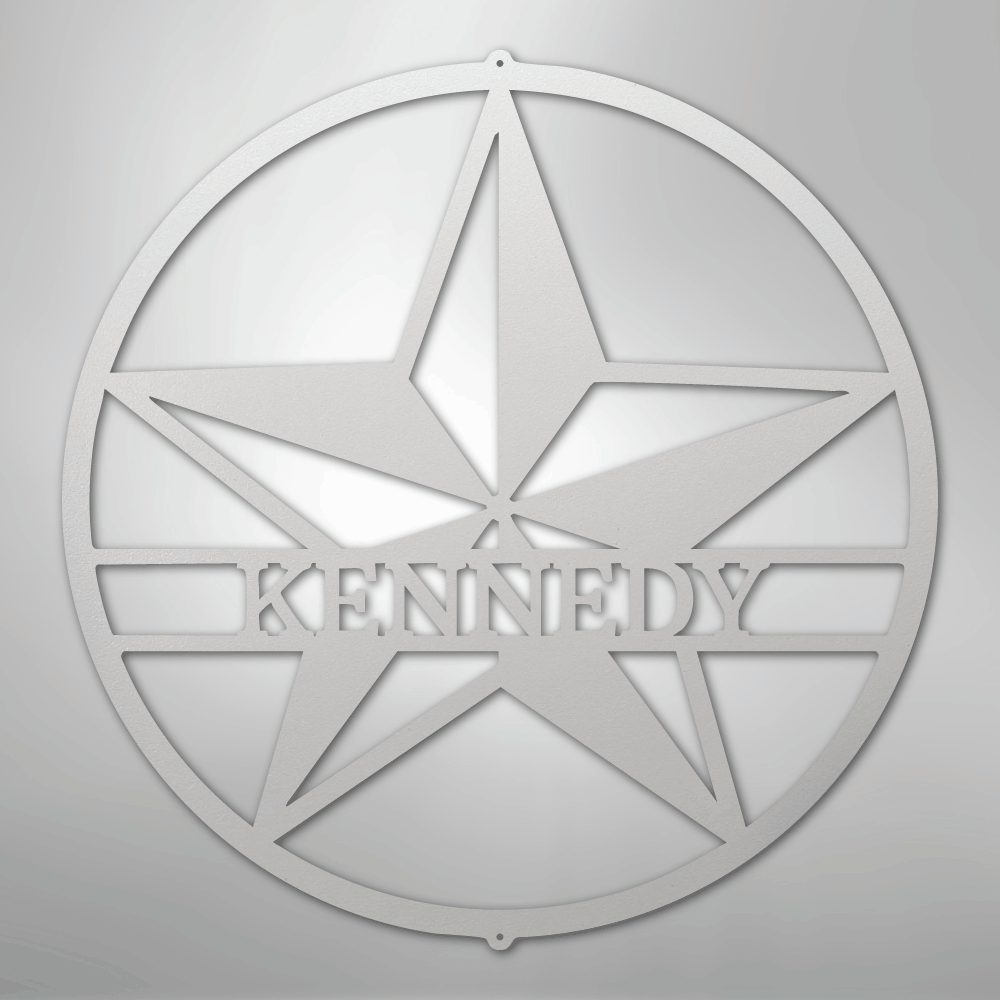 Custom Metal Wall Art - Personalized Lone Star Name Sign White