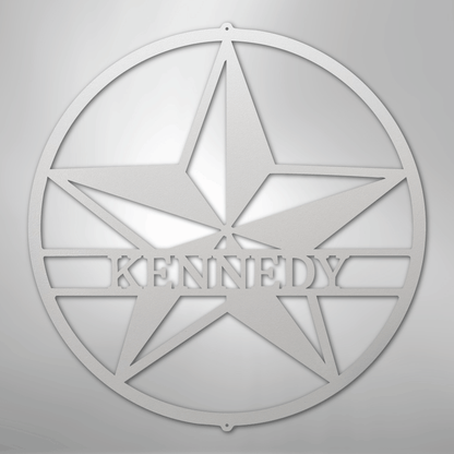 Custom Metal Wall Art - Personalized Lone Star Name Sign White
