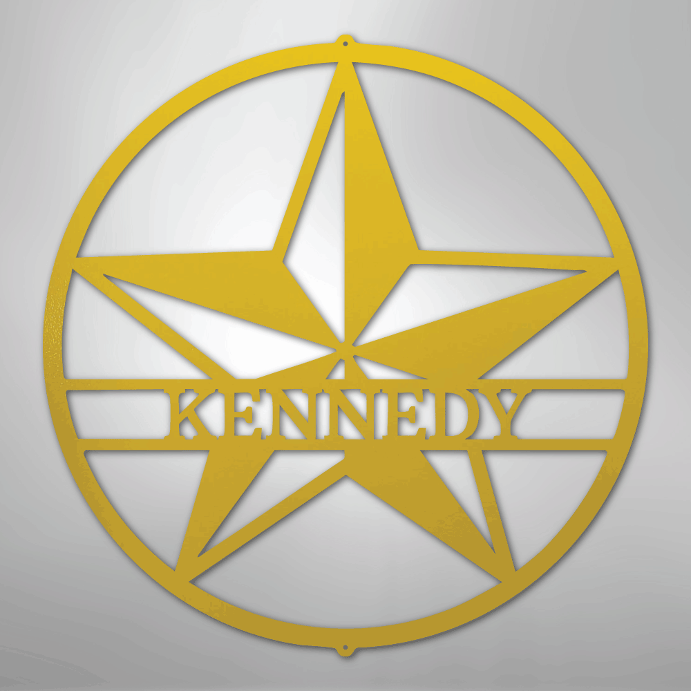 Custom Metal Wall Art - Personalized Lone Star Name Sign Yellow