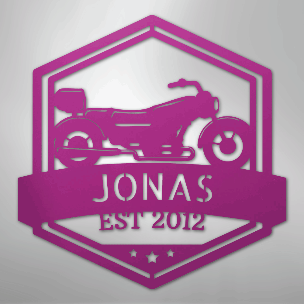 Custom Metal Wall Art - Personalized Motorbike Sign Purple