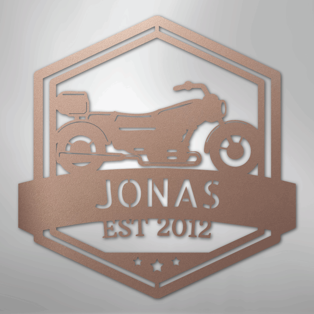 Custom Metal Wall Art - Personalized Motorbike Sign Rose