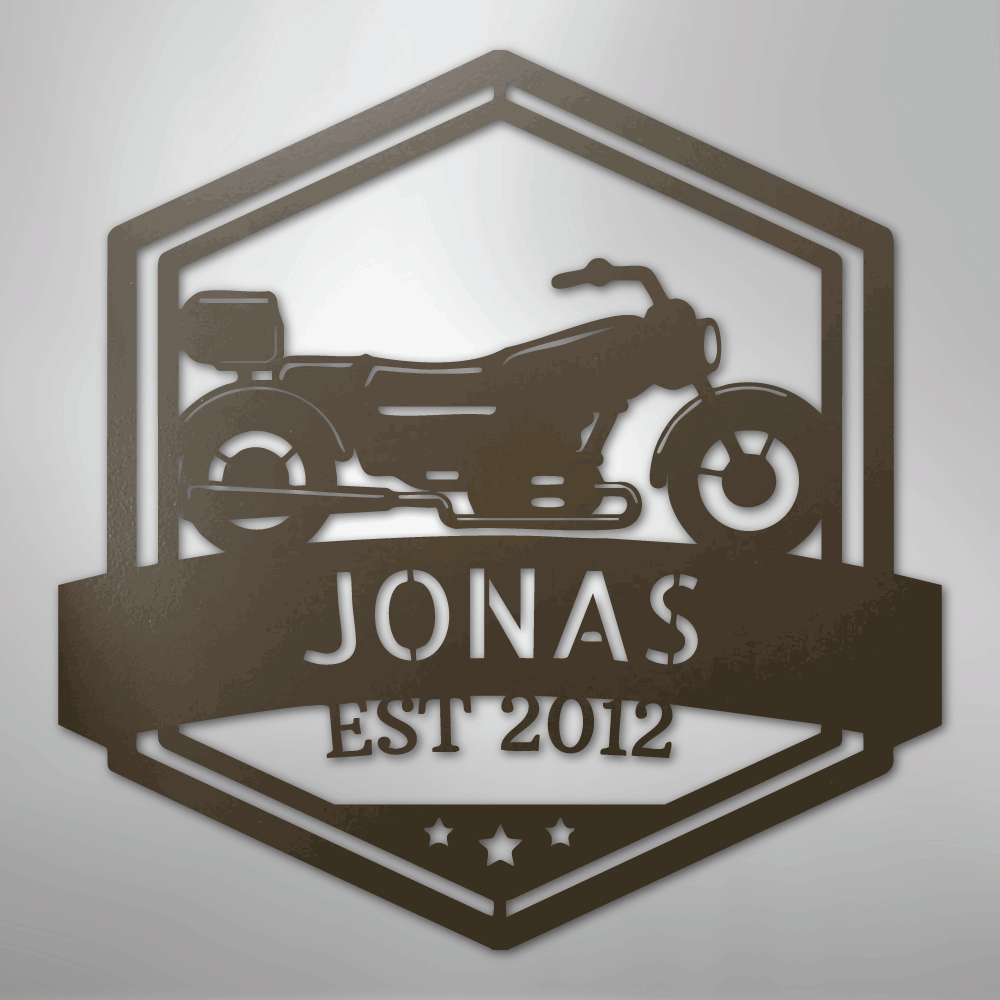 Custom Metal Wall Art - Personalized Motorbike Sign Stone