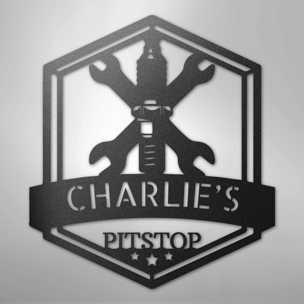 Custom Metal Wall Art - Personalized Garage Sign Black