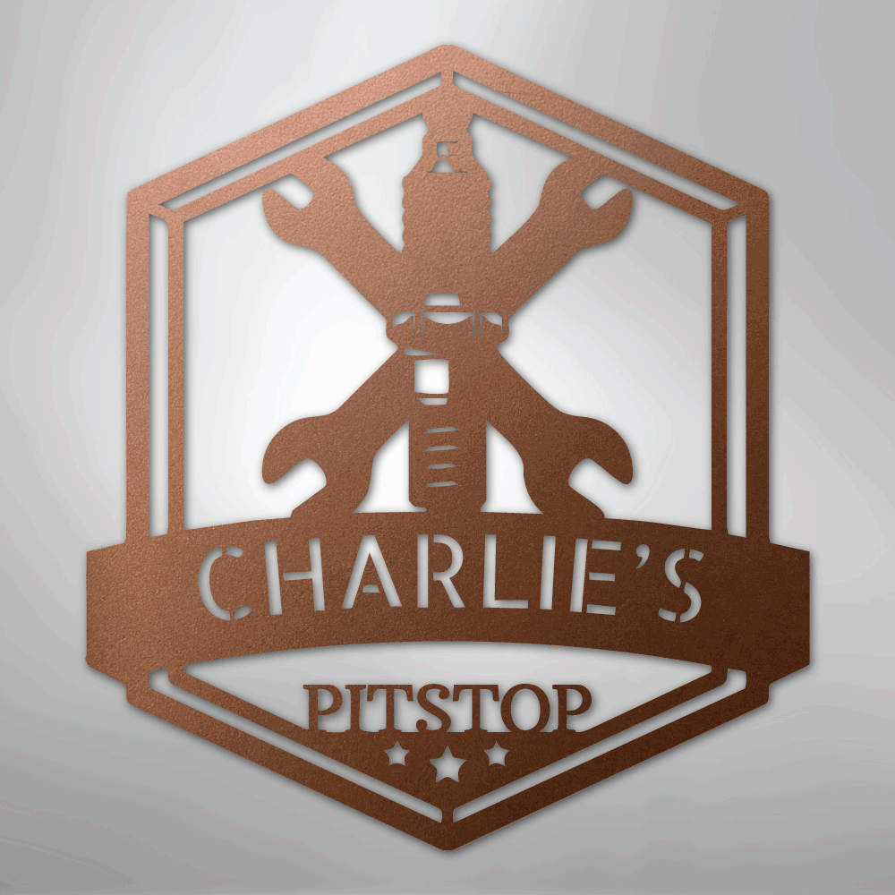 Custom Metal Wall Art - Personalized Garage Sign Copper