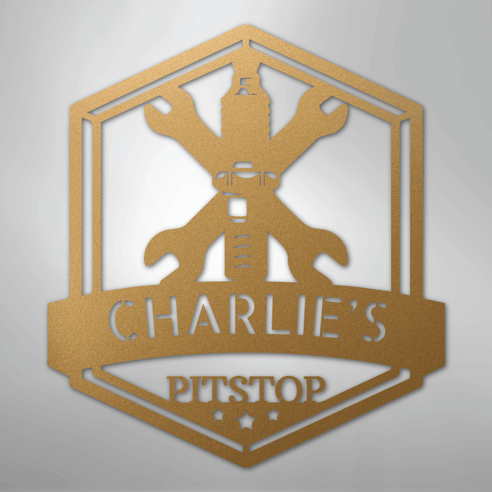 Custom Metal Wall Art - Personalized Garage Sign Gold