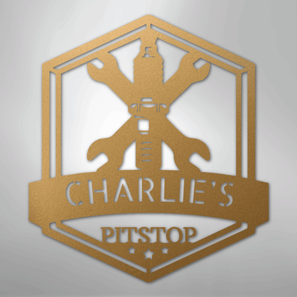 Custom Metal Wall Art - Personalized Garage Sign Gold