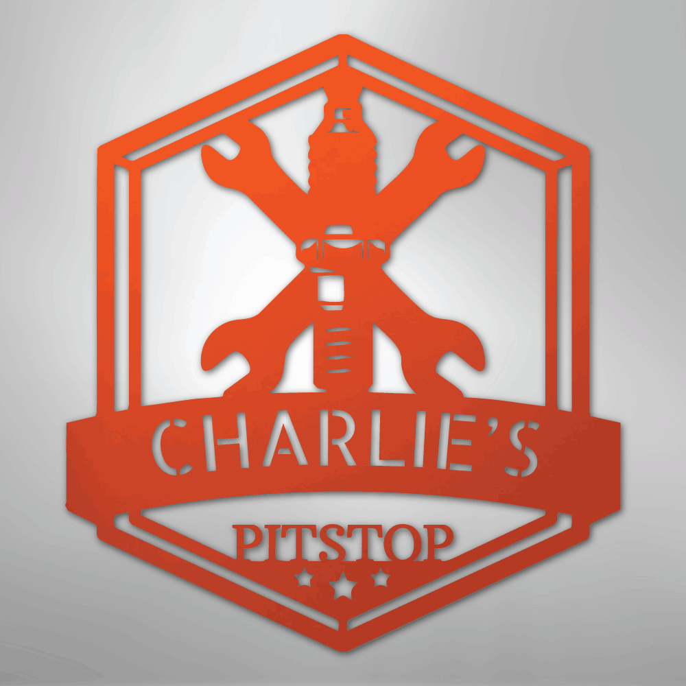 Custom Metal Wall Art - Personalized Garage Sign Orange