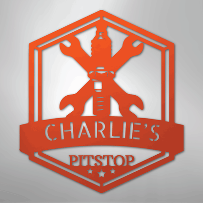 Custom Metal Wall Art - Personalized Garage Sign Orange