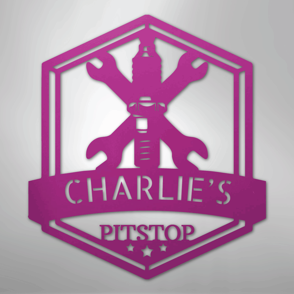 Custom Metal Wall Art - Personalized Garage Sign Purple