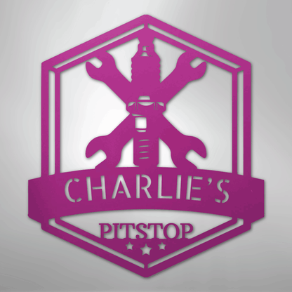 Custom Metal Wall Art - Personalized Garage Sign Purple