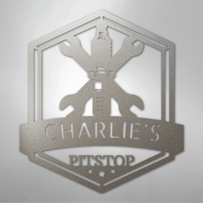 Custom Metal Wall Art - Personalized Garage Sign Silver