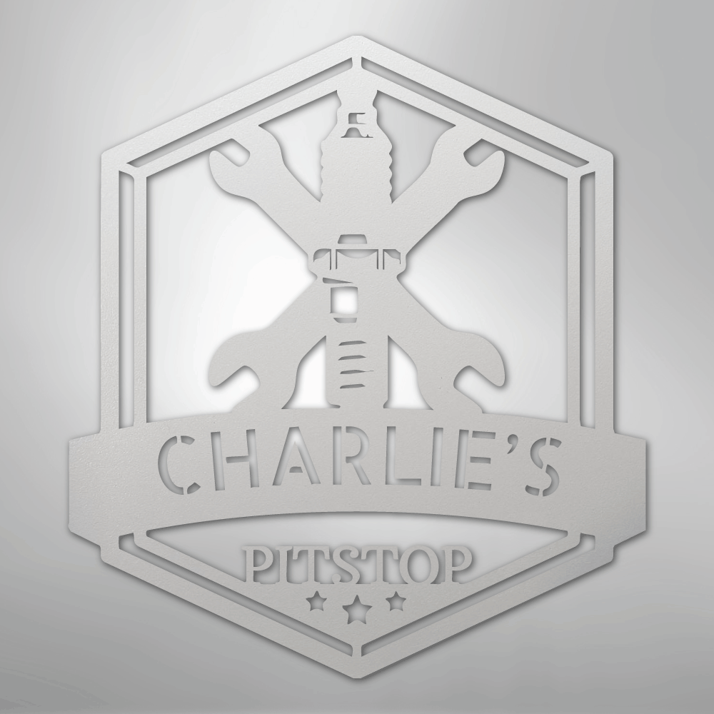Custom Metal Wall Art - Personalized Garage Sign White