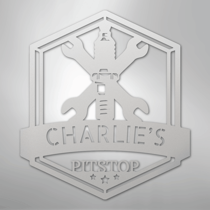 Custom Metal Wall Art - Personalized Garage Sign White
