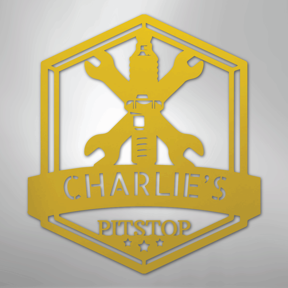 Custom Metal Wall Art - Personalized Garage Sign Yellow