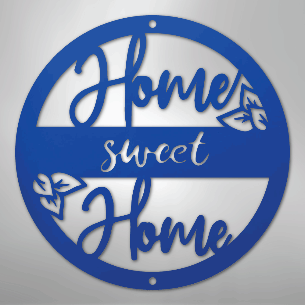 Metal Wall Art - Home Sweet Home Name Sign Blue